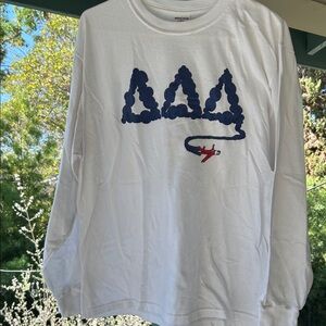 White Long Sleeve Shirt with Tri Delta letters